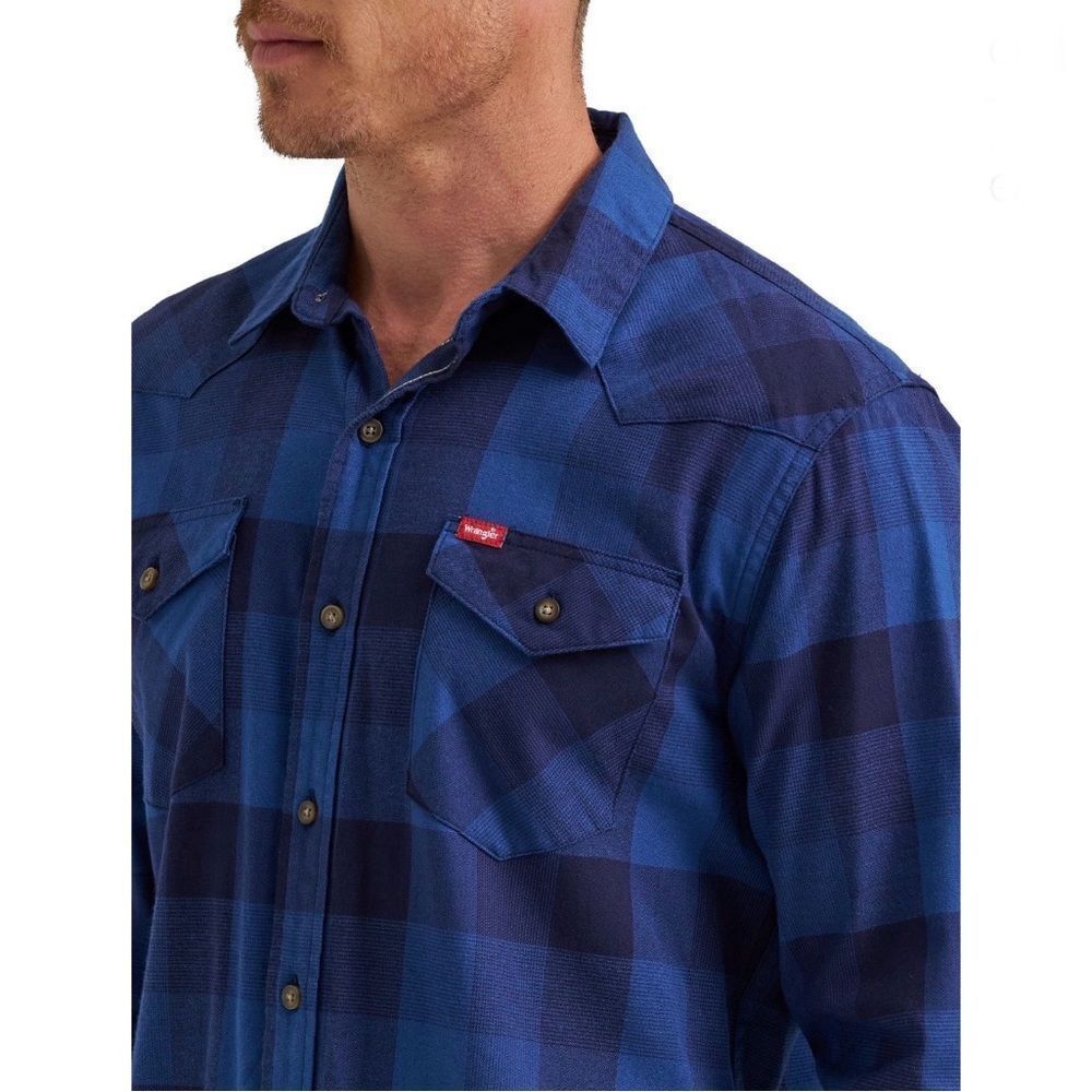 Men’s Wrangler Slim Fit Long Sleeve Woven Twill Button Down Shirt Size S - Picture 5 of 7